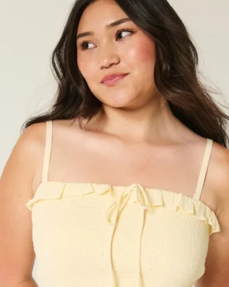 Robe longue sans bretelles à smocks