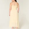 Robe longue sans bretelles à smocks Robe longue sans bretelles à smocks