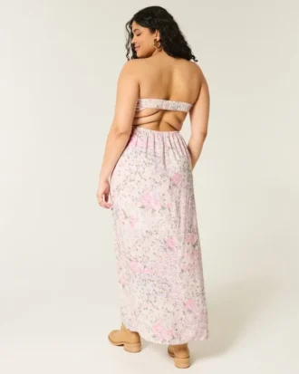 Robe longue sans bretelles à torsades
