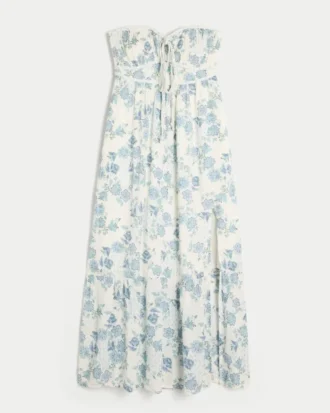 Robe longue sans bretelles tressée