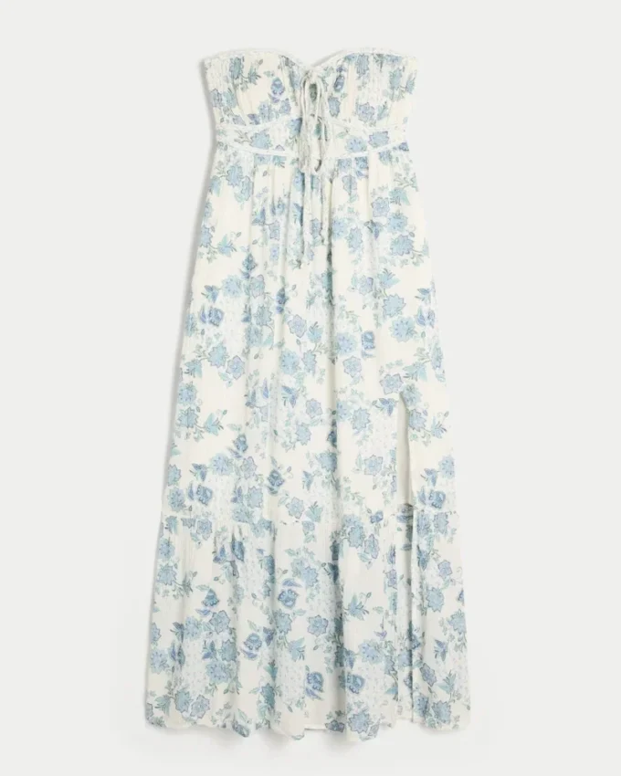 Robe longue sans bretelles tressée Robe longue sans bretelles tressée