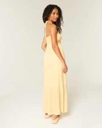 Robe longue sans bretelles tressée