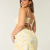 Robe midi à dos nu en lin mélangé Robe midi à dos nu en lin mélangé