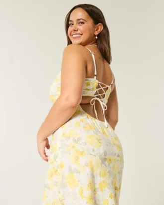Robe midi à dos nu en lin mélangé