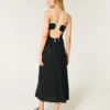 Robe midi à dos nu en lin mélangé