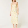Robe midi à dos nu en lin mélangé Robe midi à dos nu en lin mélangé