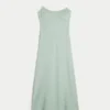Robe midi à dos nu en lin mélangé Robe midi à dos nu en lin mélangé
