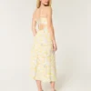 Robe midi à dos nu en lin mélangé Robe midi à dos nu en lin mélangé