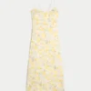 Robe midi à dos nu en lin mélangé Robe midi à dos nu en lin mélangé