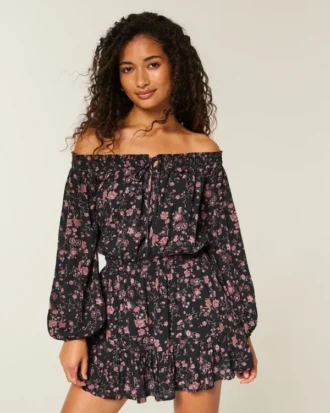 Robe tissée à épaules dénudées