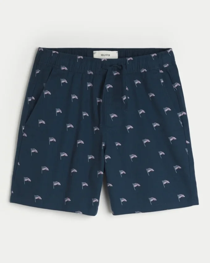Short au-dessus du genou en lin mélangé à motifs Short au-dessus du genou en lin mélangé à motifs
