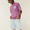 Short baggy en denim avec broderie en chaîne Short baggy en denim avec broderie en chaîne