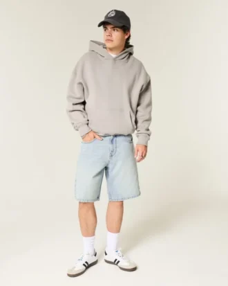 Short baggy en denim à motif graphique étoilé Short baggy en denim à motif graphique étoilé
