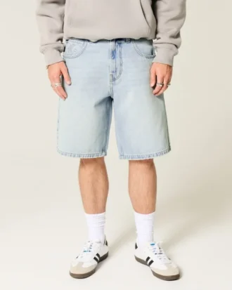 Short baggy en denim à motif graphique étoilé Short baggy en denim à motif graphique étoilé