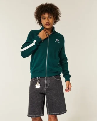 Short baggy en denim à motif tigre