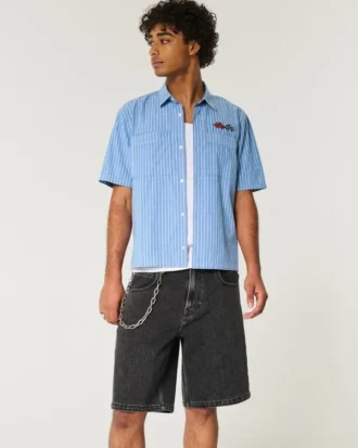Short baggy en denim noir délavé