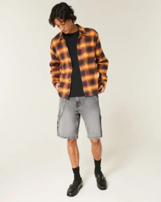 Short baggy en denim noir délavé