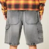 Short baggy en denim noir délavé Short baggy en denim noir délavé