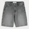 Short baggy en denim noir délavé Short baggy en denim noir délavé