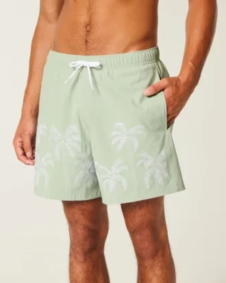 Short de bain brodé mi-cuisse