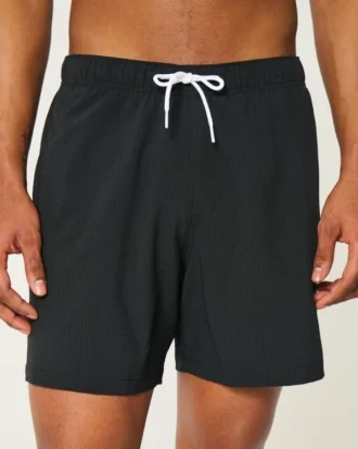 Short de bain en seersucker mi-cuisse