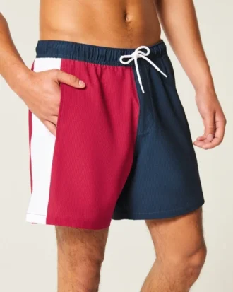 Short de bain en seersucker mi-cuisse
