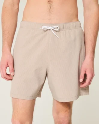 Short de bain en seersucker mi-cuisse