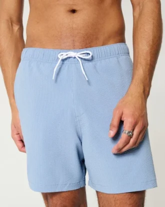 Short de bain en seersucker mi-cuisse