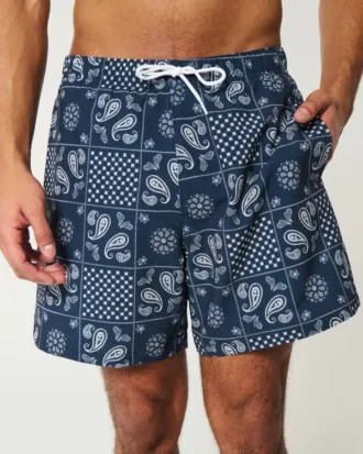Short de bain en seersucker mi-cuisse