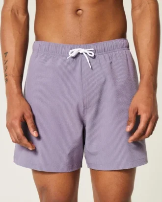 Short de bain en seersucker mi-cuisse