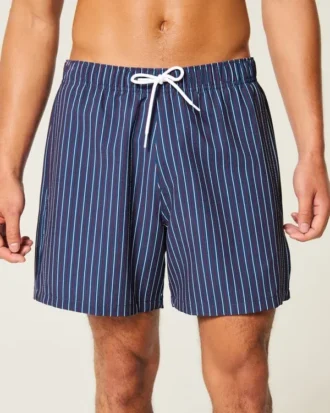 Short de bain en seersucker mi-cuisse