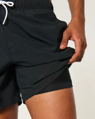 Short de bain en seersucker mi-cuisse