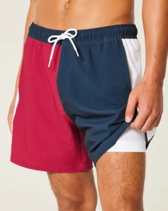 Short de bain en seersucker mi-cuisse
