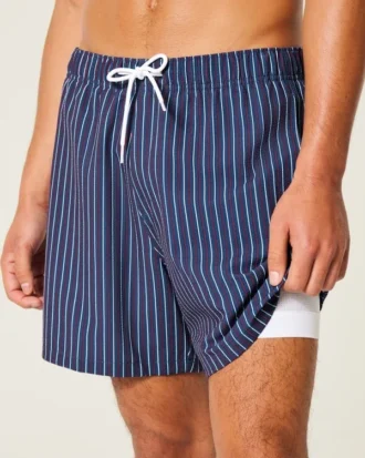 Short de bain en seersucker mi-cuisse