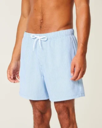 Short de bain mi-cuisse en seersucker