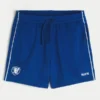 Short de football en tricot avec logo, longueur mi-cuisse