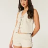 Short doux à nœud sur le côté en mélange de lin Short doux à nœud sur le côté en mélange de lin