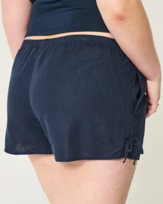 Short doux à nœud sur le côté en mélange de lin