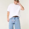 Short en denim ample délavé moyen