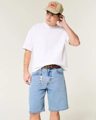 Short en denim ample délavé moyen