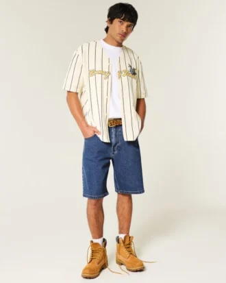 Short en denim ample délavé moyen