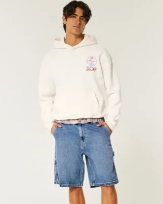 Short en denim baggy de taille moyenne délavé