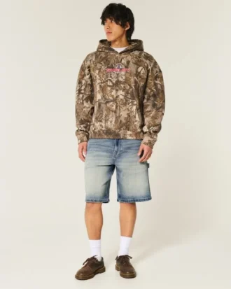 Short en denim baggy délavé foncé