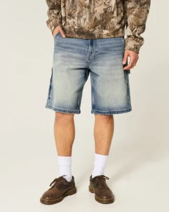 Short en denim baggy délavé foncé