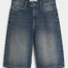 Short en denim délavé moyen Short en denim délavé moyen