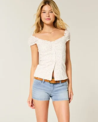 Short en denim délavé taille basse