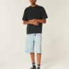 Short en denim super ample délavé clair