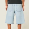 Short en denim super ample délavé clair