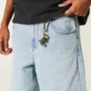 Short en denim super ample délavé clair