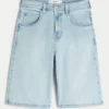 Short en denim super ample délavé clair
